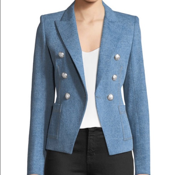 veronica beard chambray blazer